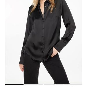 Dynamite Matisse Slim Satin Button Up Shirt